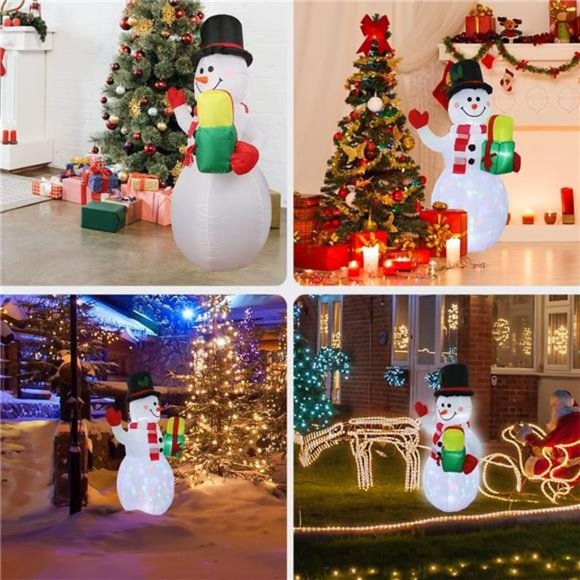 Costway 5ft Tall Snowman Inflatable, Christmas Airblown  5 Ft Inflatable Snowman Christmas Outdoor Decor Blow Up Snowman with LED Lights
